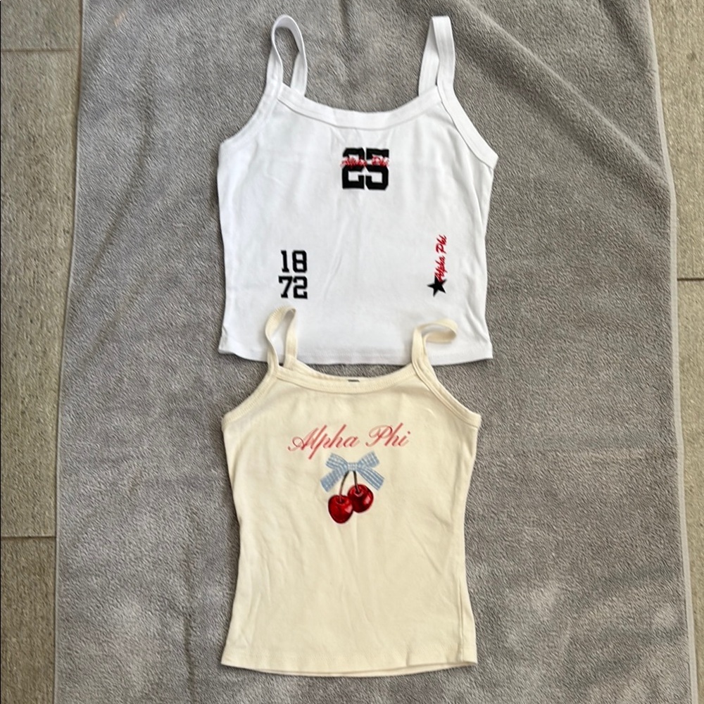 White and Cream Alpha Phi Sorority Tank Tops